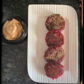 Beet root cutlet with hung yogurt dip